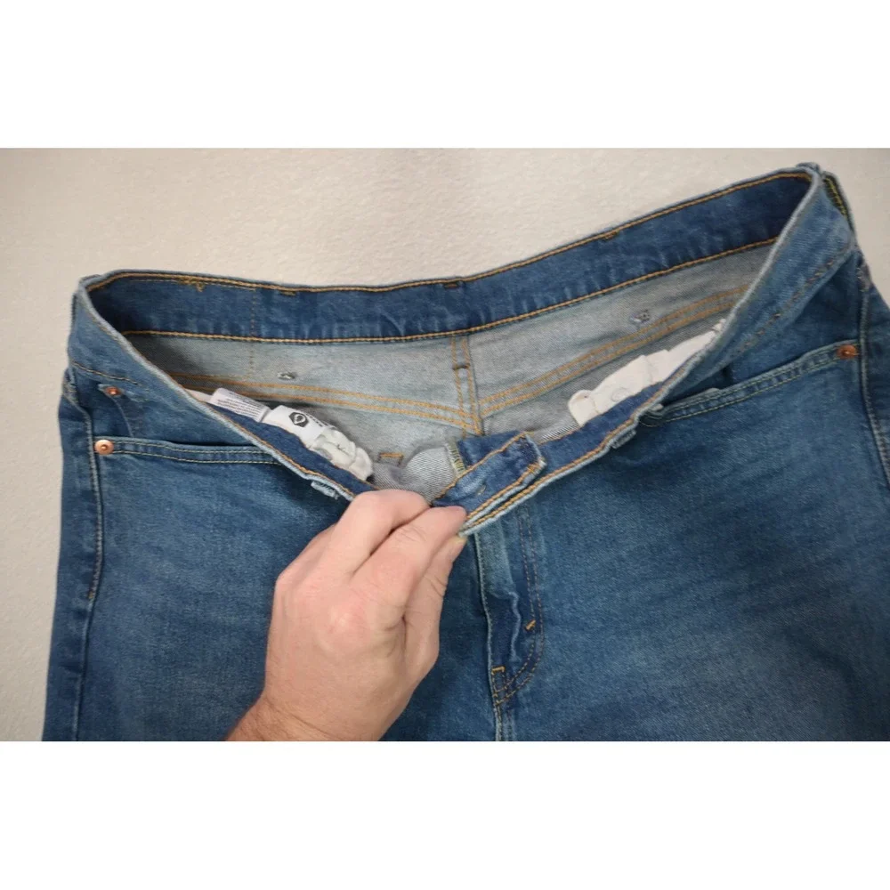 Levis 505 Regular Fit Jeans Mens 38x30 Blue Medium Wash‎ Stretch Denim Excellent